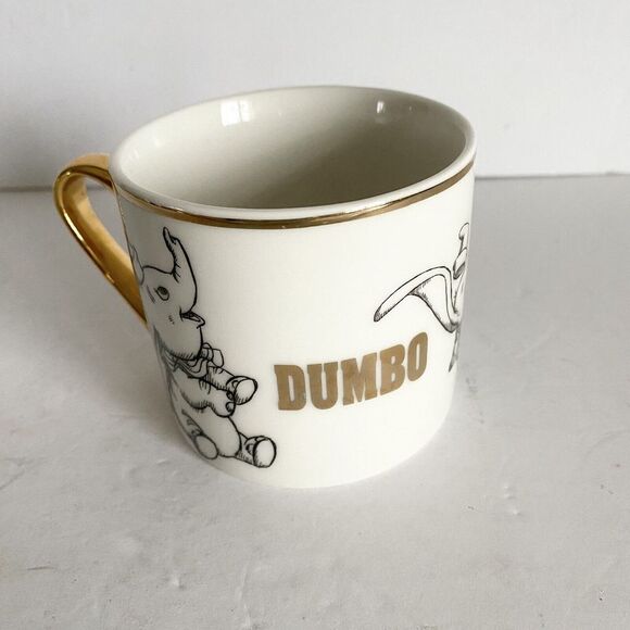 Disney Dumbo Mug Metallic Gold and White Ceramic by Widdop and Co Collectable - Picture 4 of 9